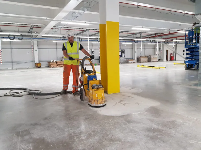 Image of a warehouse with an industrial cleaner