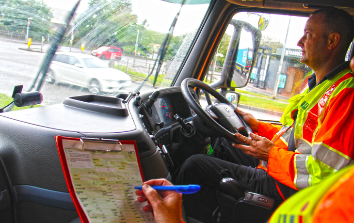 image of road marking workers doing health and safety training on the job